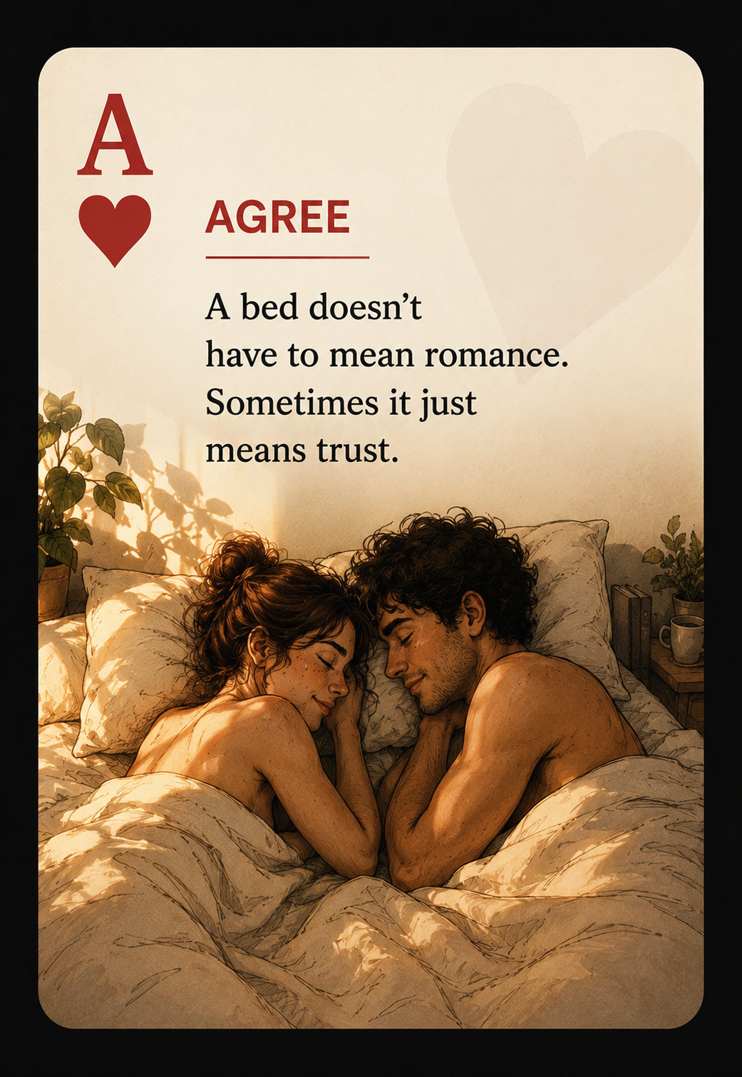 ♥ Agree — A bed doesn't have to mean romance. Sometimes it just means trust.