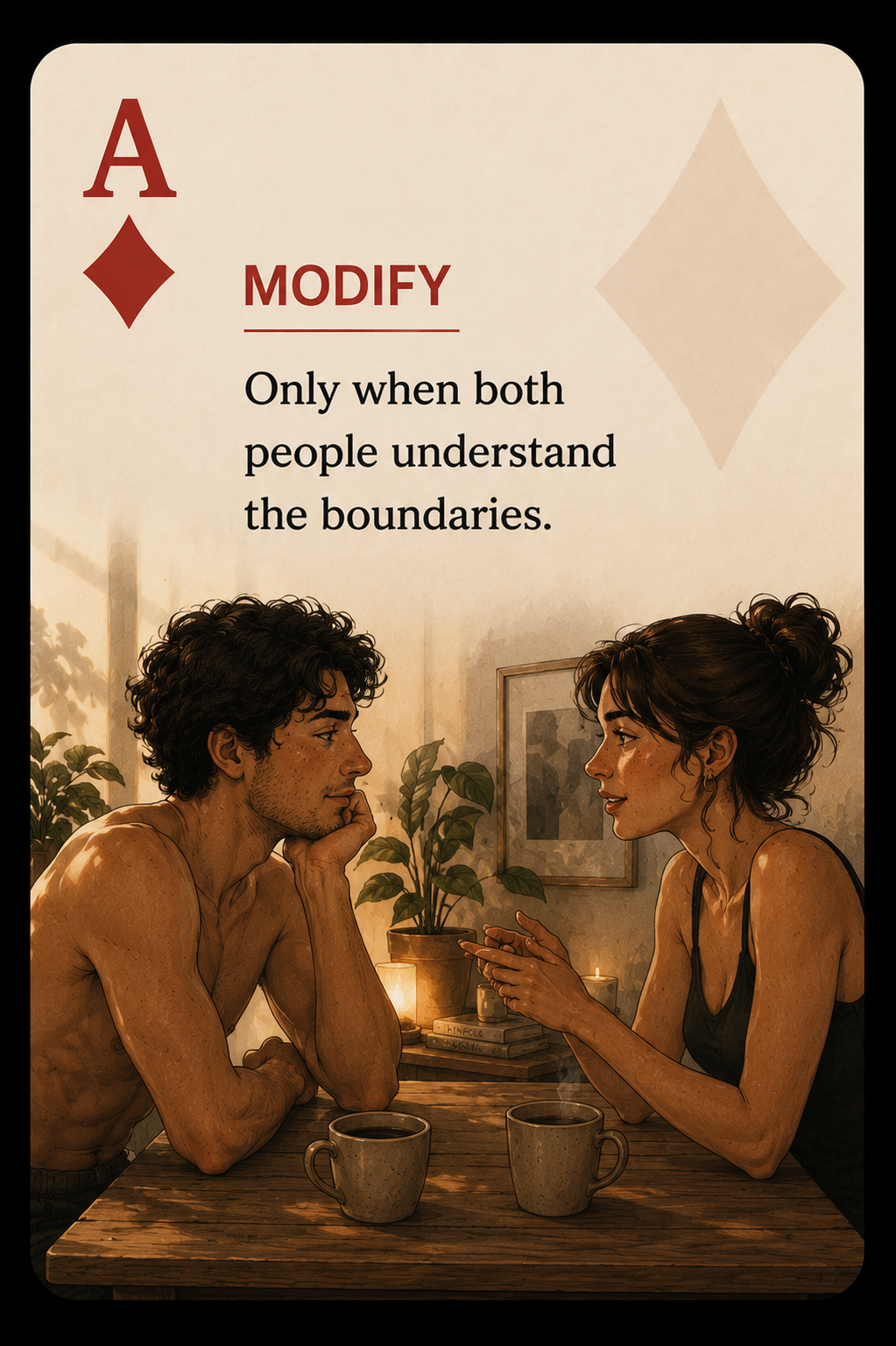 ♦ Modify — Only when both people understand the boundaries.